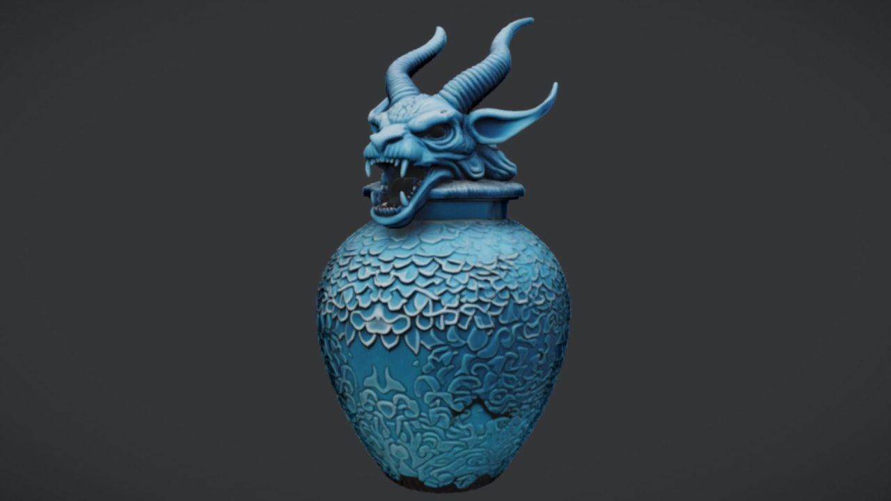 The Azure Gargoyle Urn